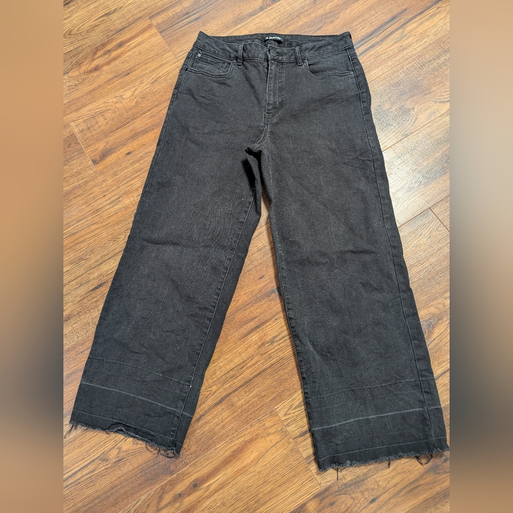 d. jeans Black Wide-Leg Frayed Hem Jeans